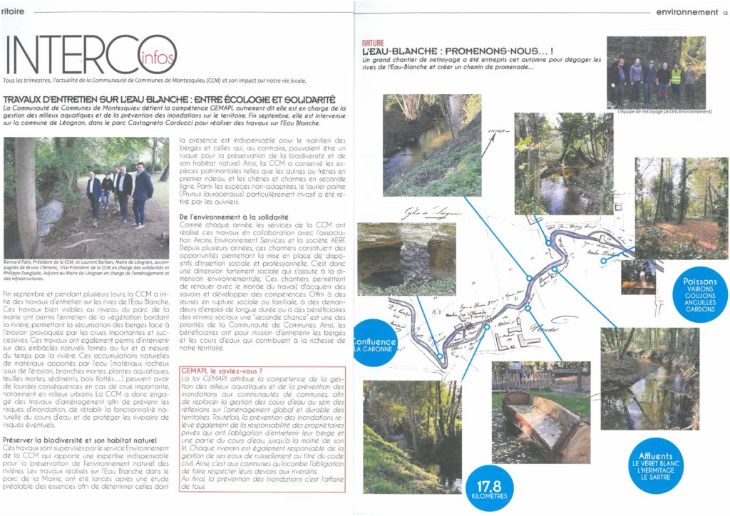 article sur le chantier d'insertion ARCINS Environnement Service dans l'entretien des cours d'eau