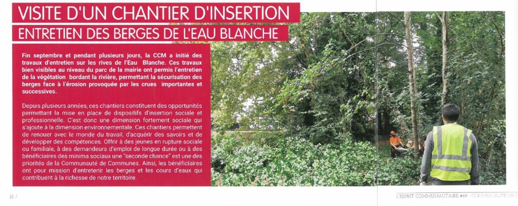 article sur le chantier d'insertion ARCINS Environnement Service dans l'entretien des cours d'eau